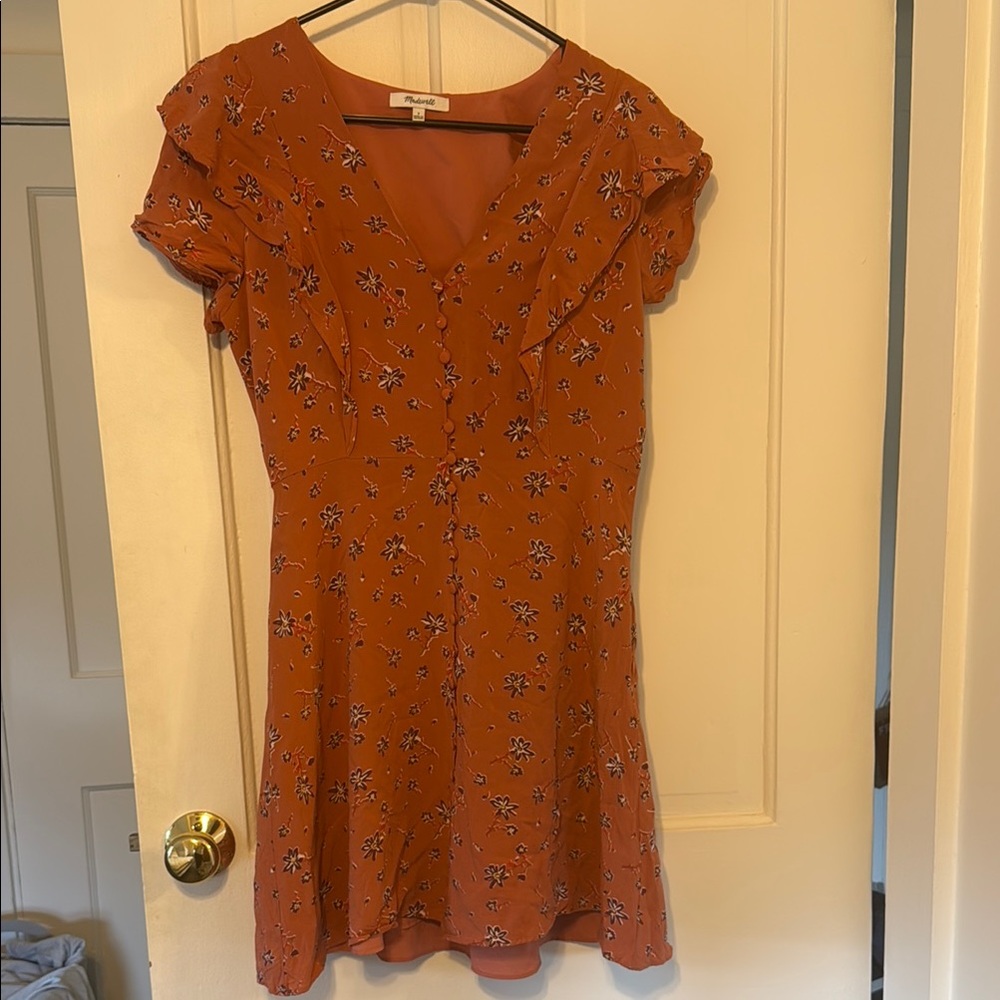 Madewell Orange Flutter Sleeve Mini Dress